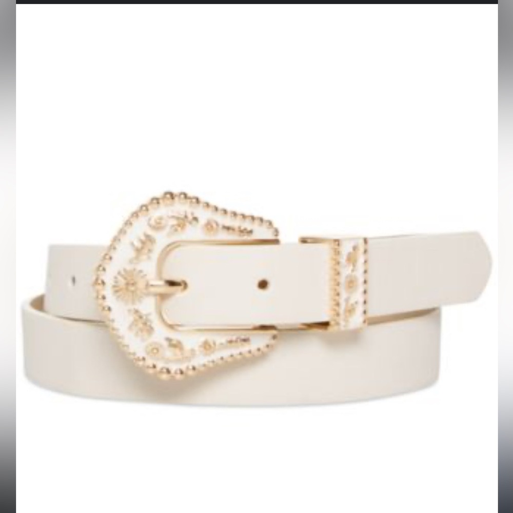 Steve Madden Cream Belt with Gold Details